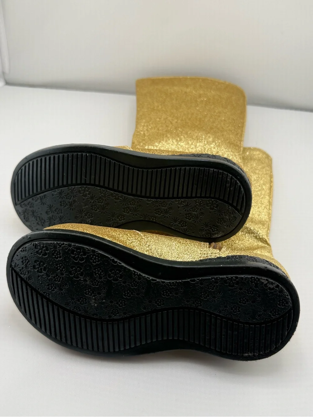 Gold Glitter Zip Boots - Metallic Sparkle
